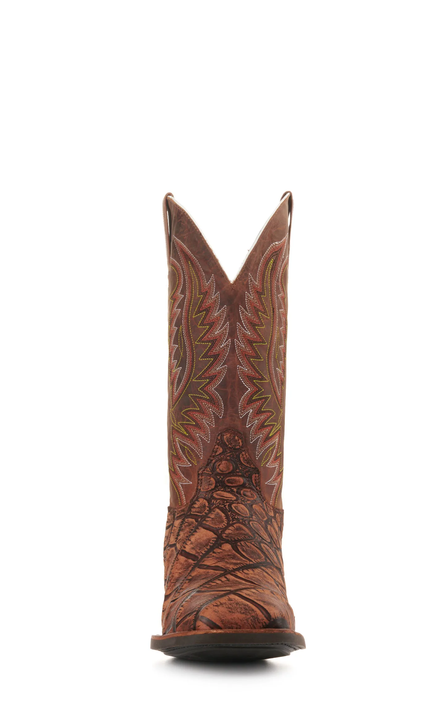 Cavender's Men's Intrepid Honey and Rustic Tan Alligator Print Wide Square Toe Cowboy Boot