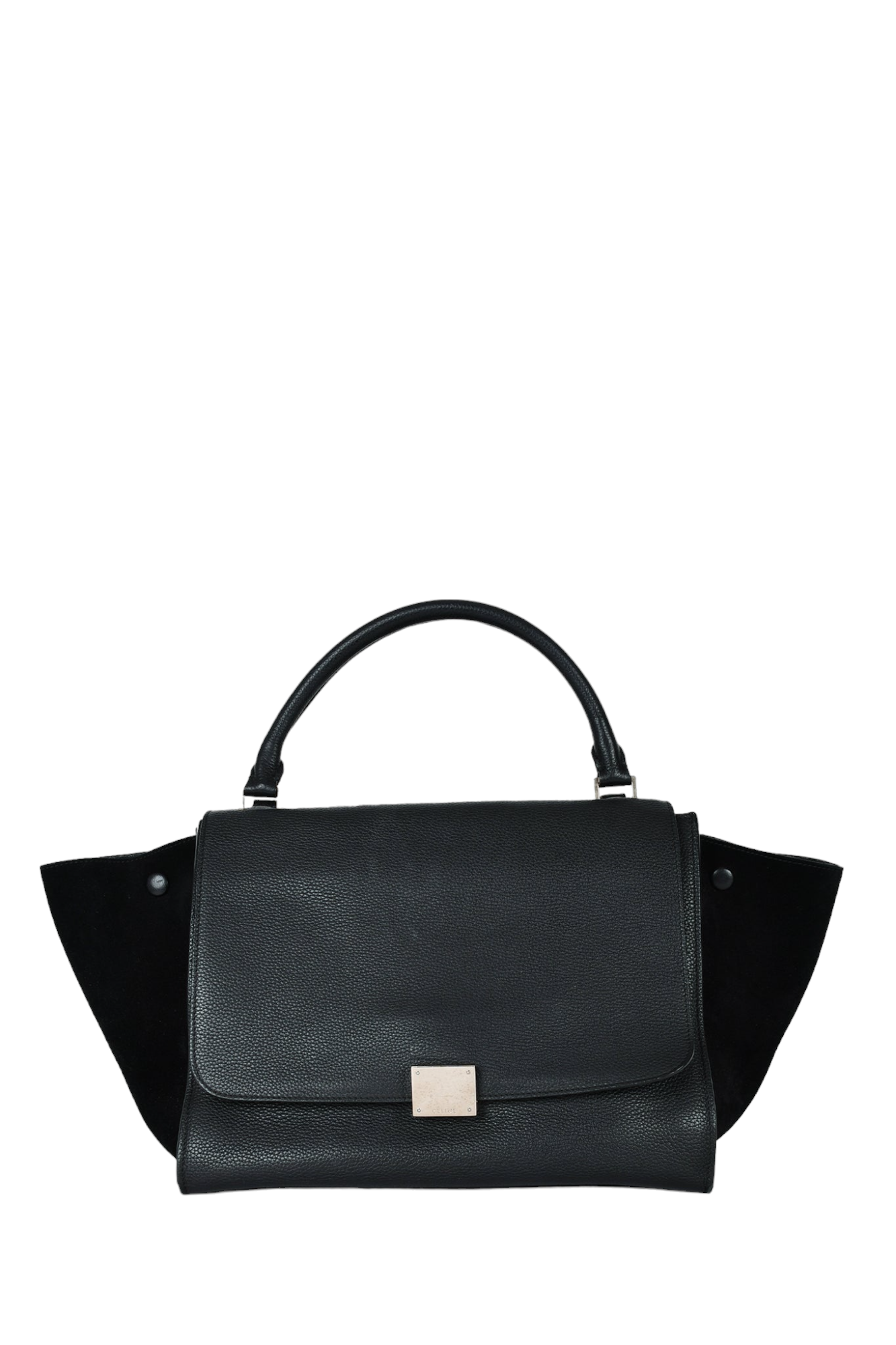 Celine 2015 Black Leather/Suede Medium Trapeze Top Handle