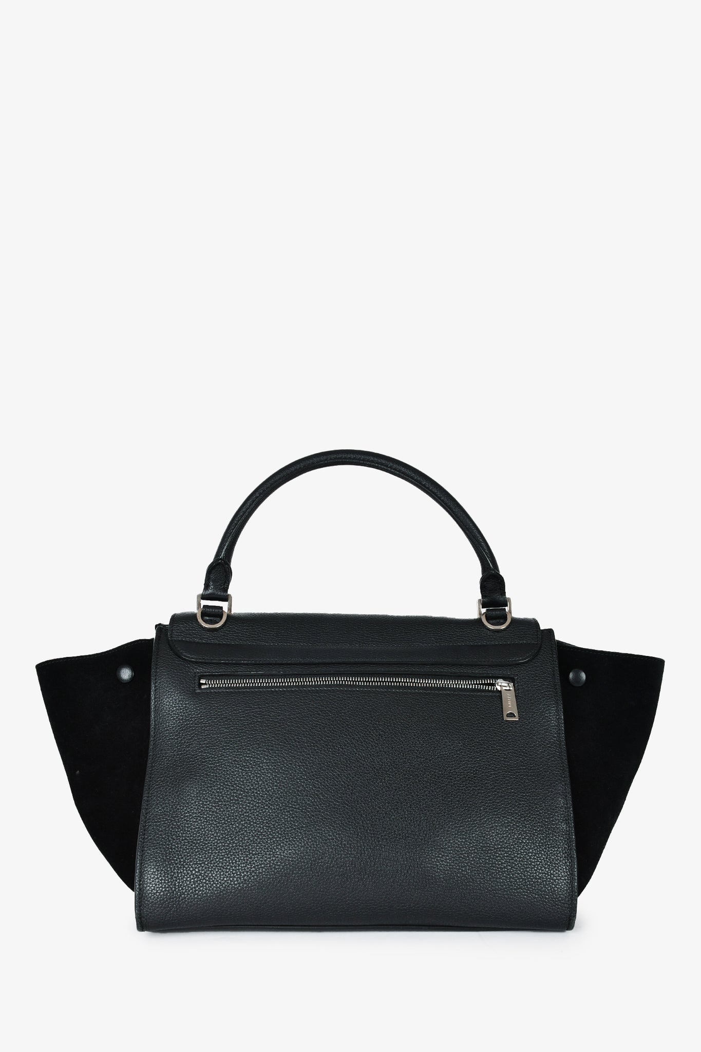 Celine 2015 Black Leather/Suede Medium Trapeze Top Handle