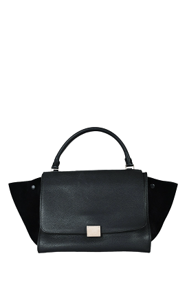 Celine 2015 Black Leather/Suede Medium Trapeze Top Handle