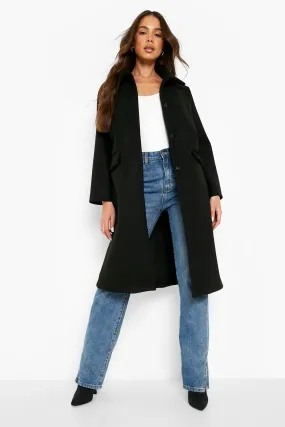 Collared Oversized Wool Look Coat