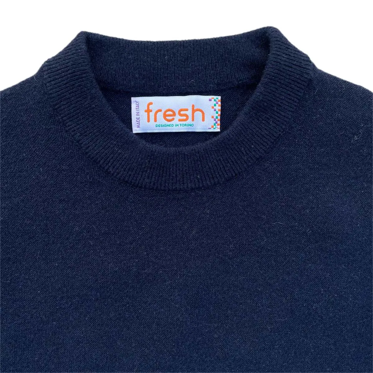 Crew Neck Wool Sweater - Navy