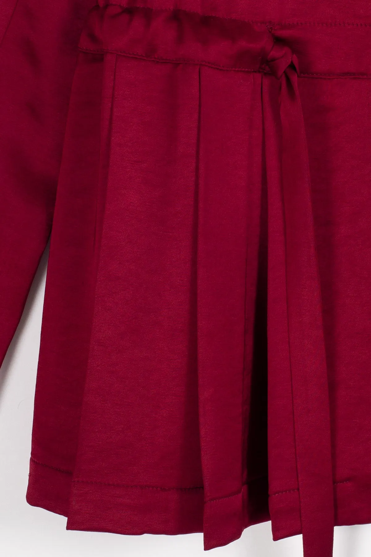 CURDIE Viscose Pleated Jacket - Burgundy