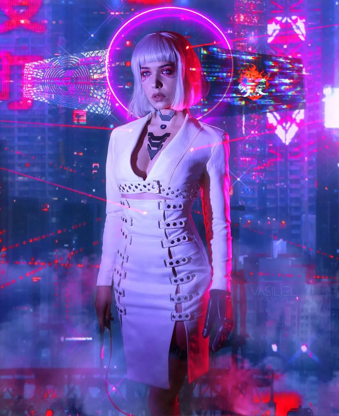 Cyberpunk Night City Neon Girl Jacket - Cyberpunk Jacket