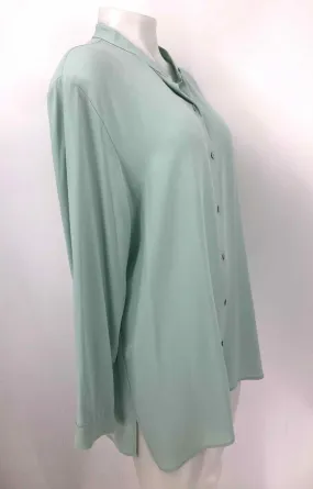 EILEEN FISHER Mint Green Silk Longsleeve Size LARGE  (L) Top