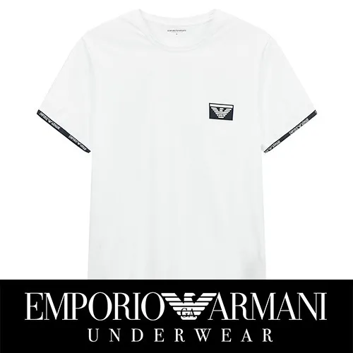 EMPORIO ARMANI  |Crew Neck Plain Cotton Logo Crew Neck T-Shirts