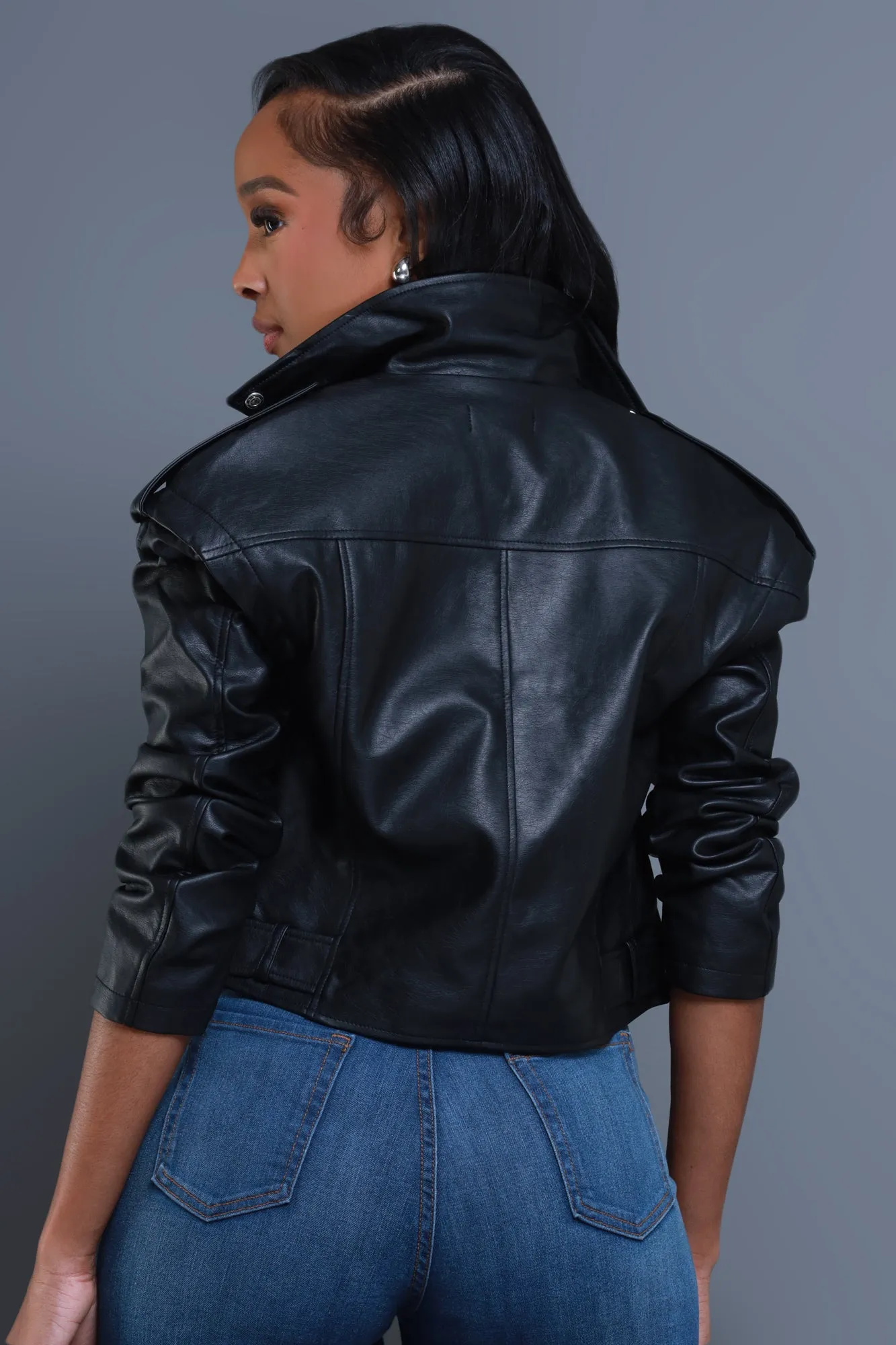 Feel Alive Faux Leather Jacket - Black