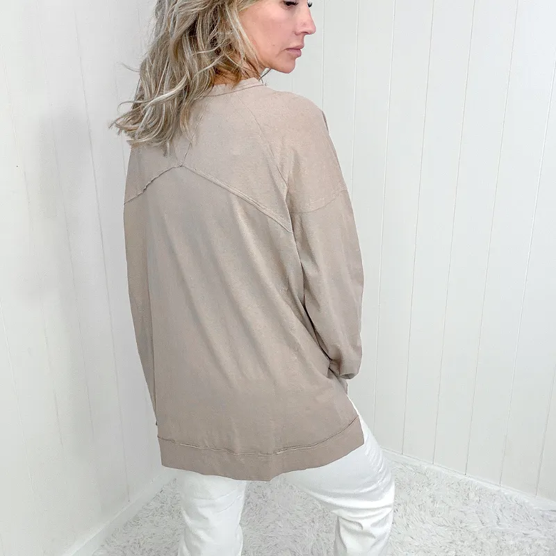 Feels Right Beige Oversized Boxy Long Sleeve Top