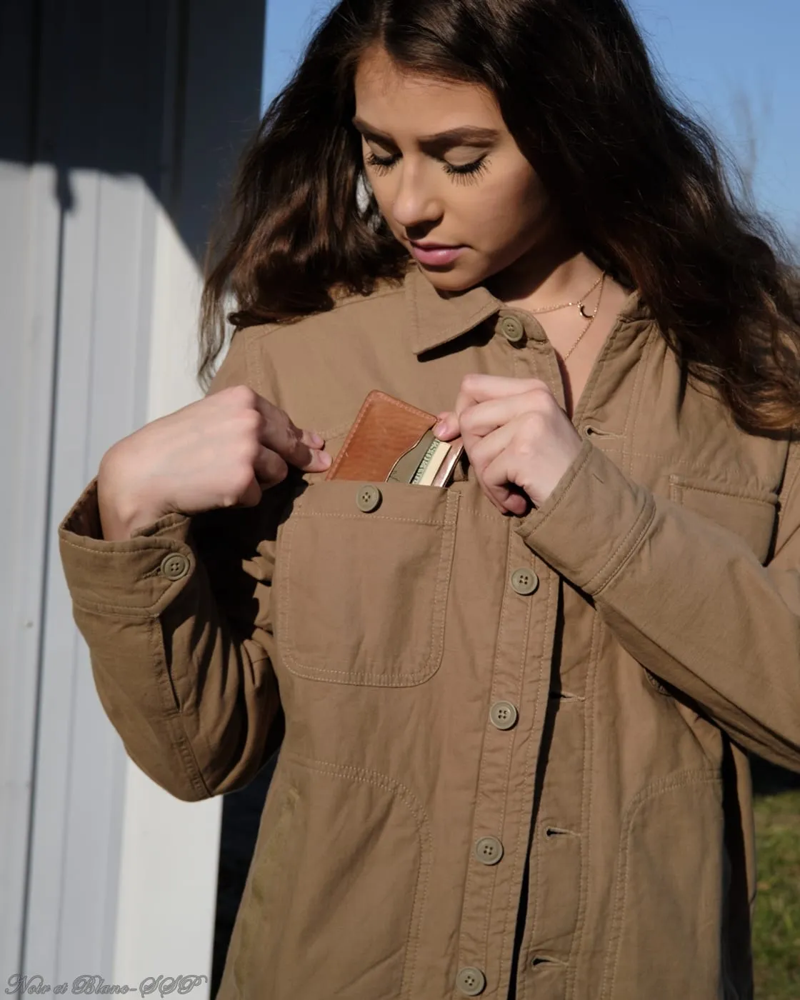 Flannel Lined Twill Shirt Jacket Unisex Khaki