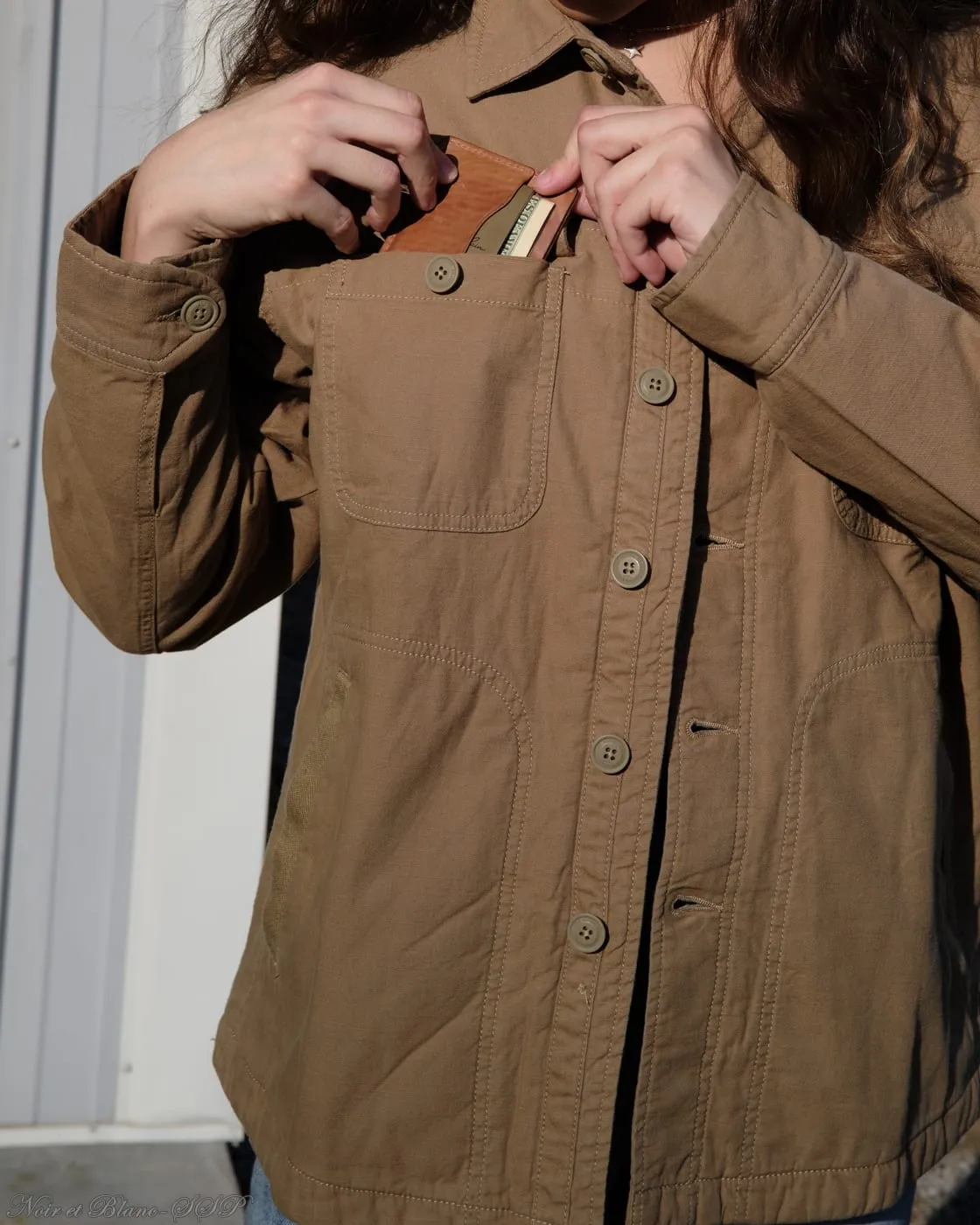 Flannel Lined Twill Shirt Jacket Unisex Khaki