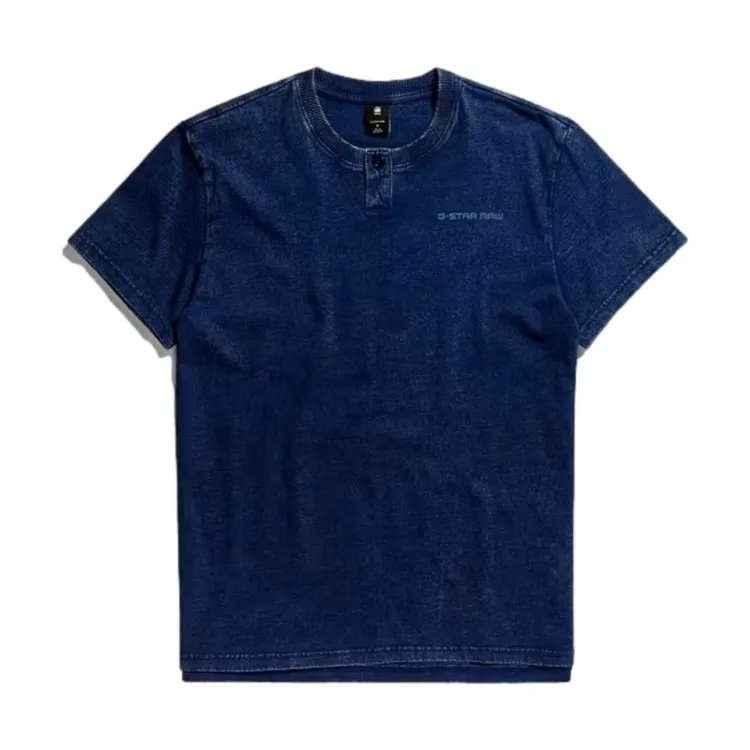 G-STAR Indigo Henley D24435D588 T-shirt Base In Cotone Uomo Blu