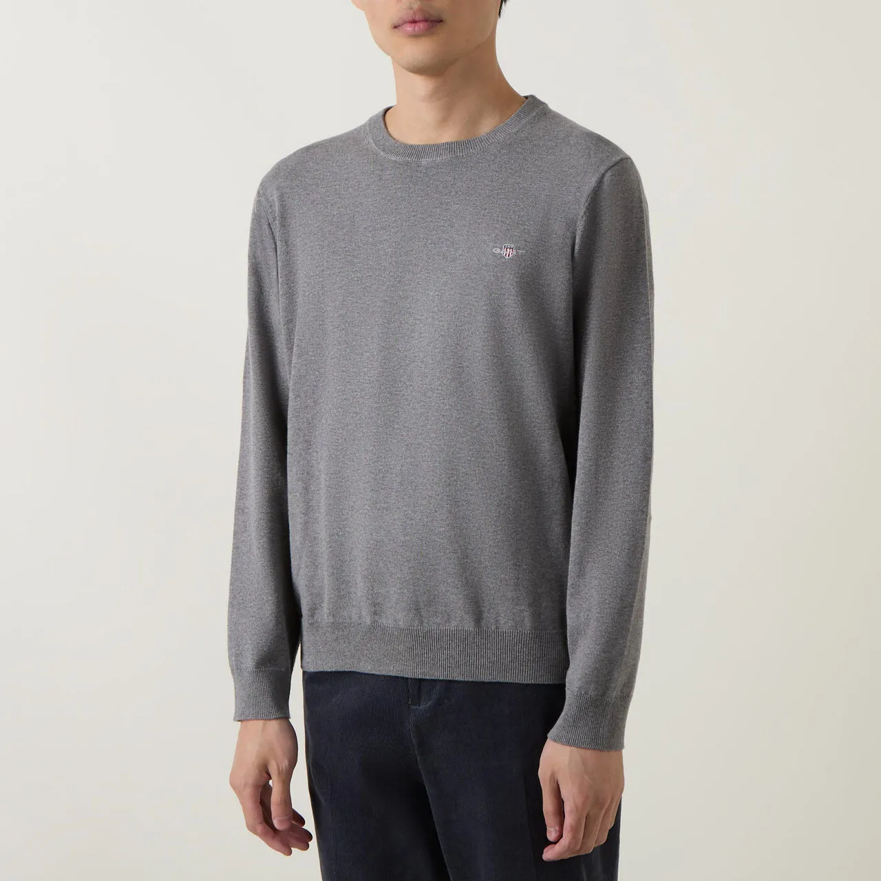 GANT The Sustainable Edit Classic Cotton Crew Neck Sweater - Grey