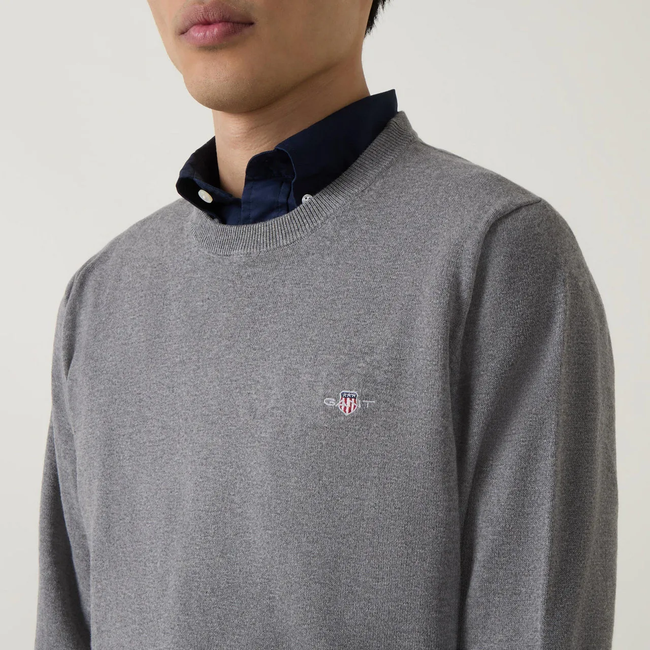 GANT The Sustainable Edit Classic Cotton Crew Neck Sweater - Grey