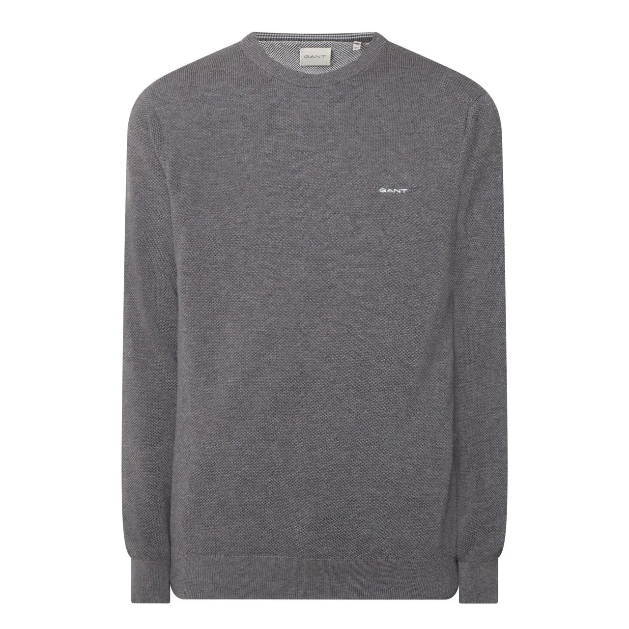 GANT The Sustainable Edit Pique Cotton Crew Neck Sweater - Grey