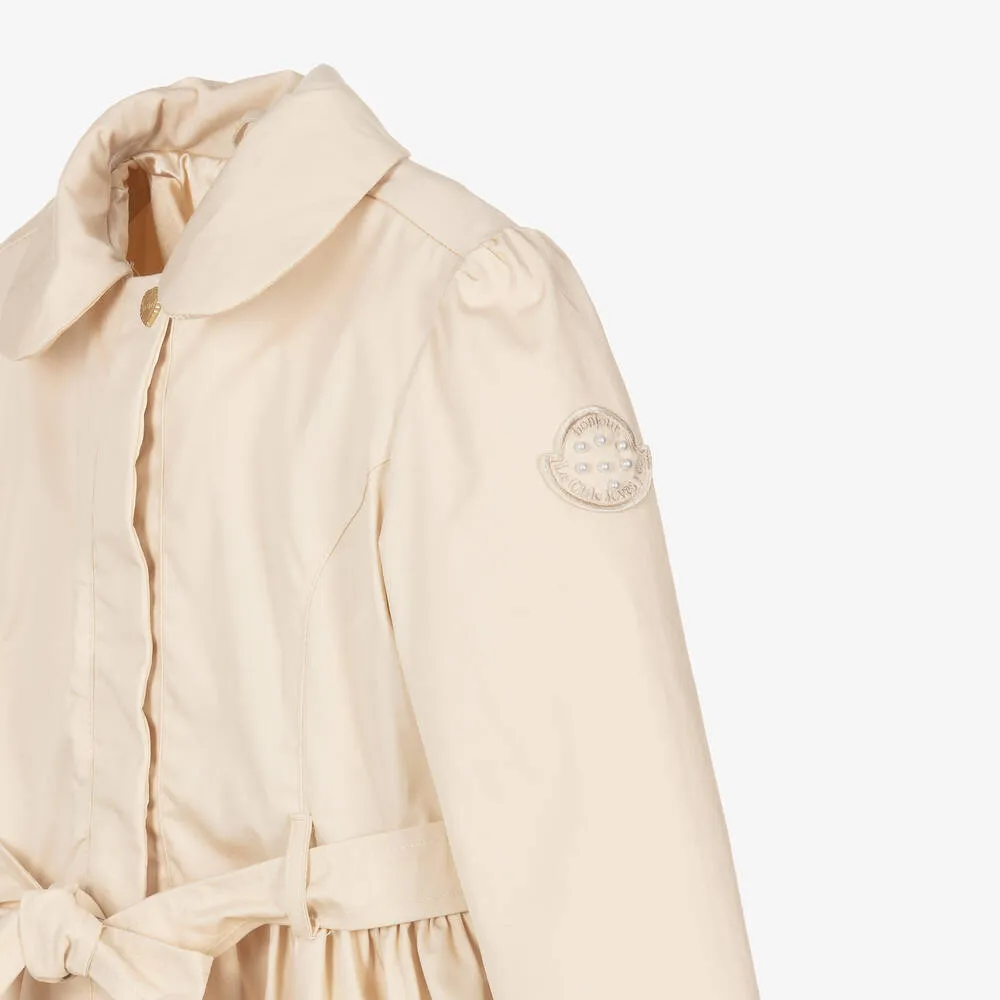 Girls Beige Hooded Trench Coat