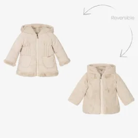 Girls Beige Reversible Coat