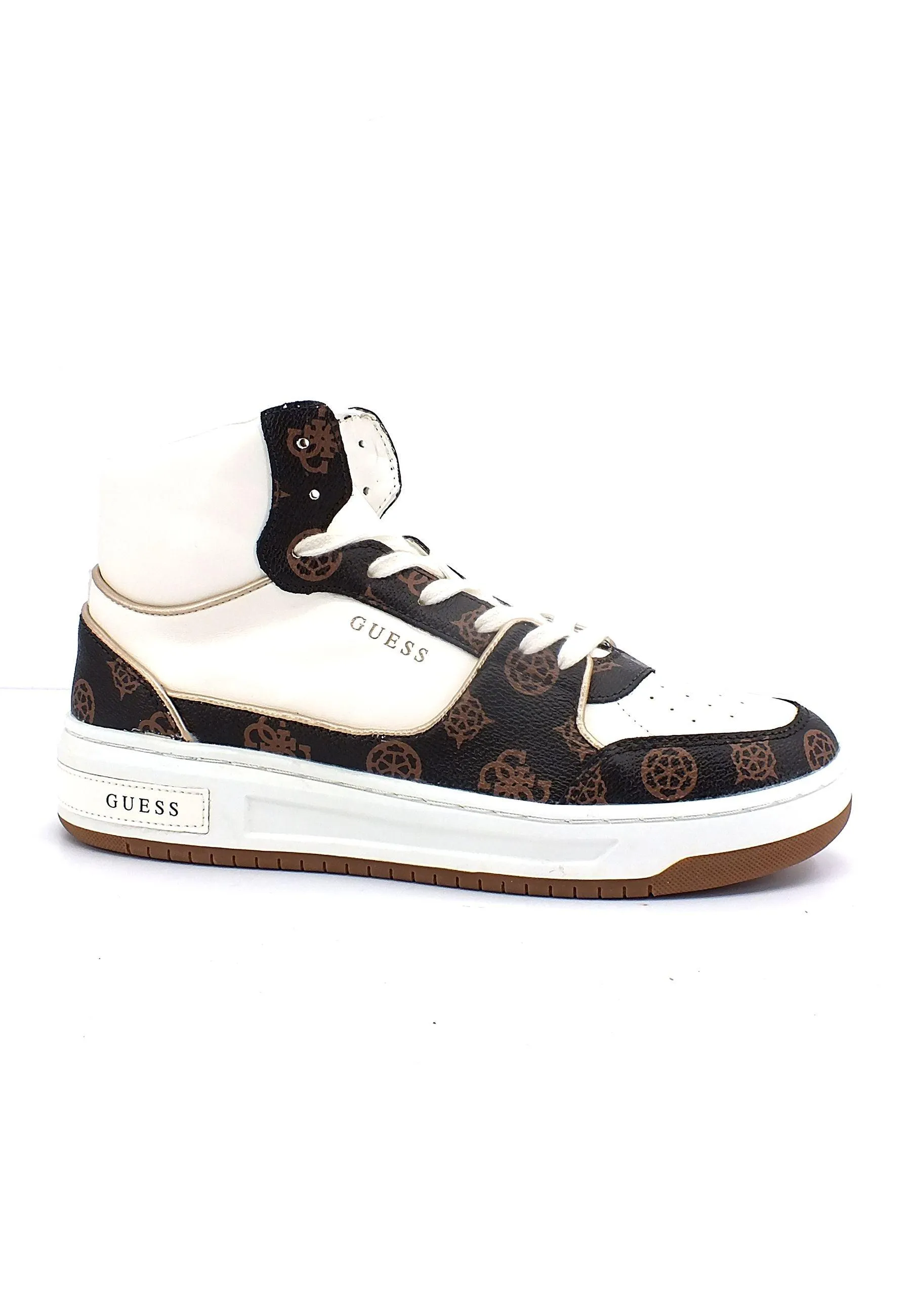 GUESS Sneaker Hi Donna White Brown FL8TULSMF12