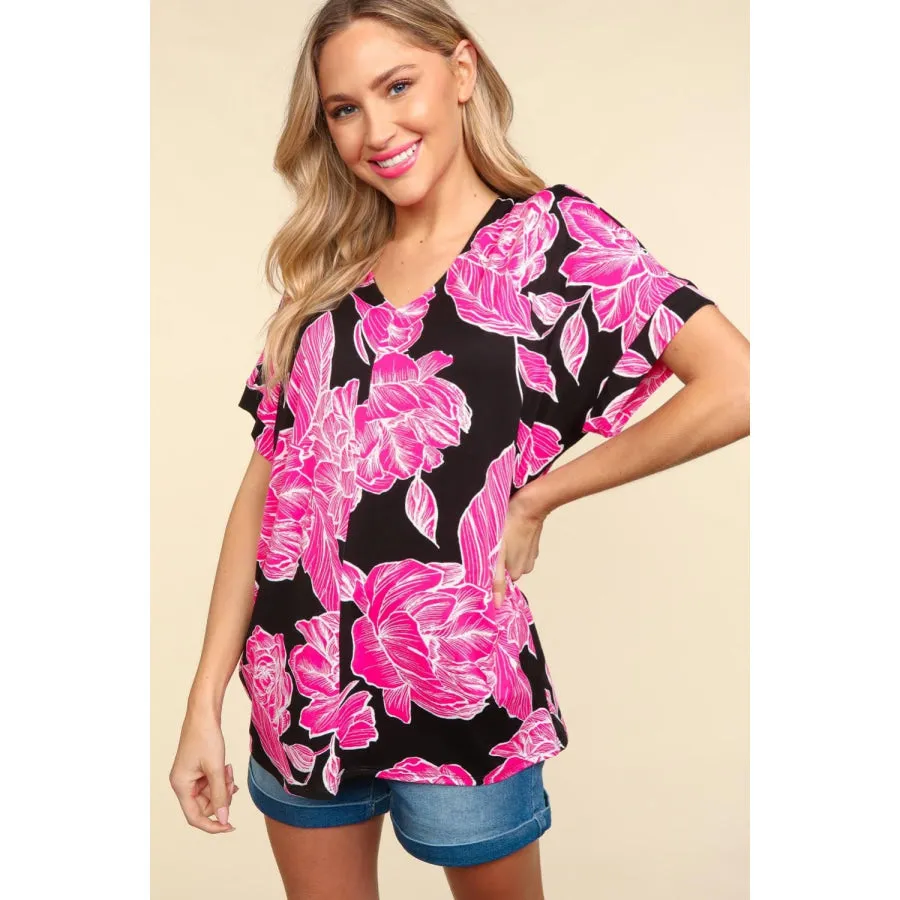 Haptics Floral Drop Shoulder T-Shirt