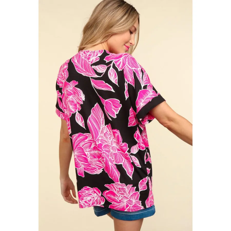 Haptics Floral Drop Shoulder T-Shirt