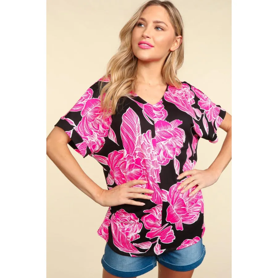 Haptics Floral Drop Shoulder T-Shirt