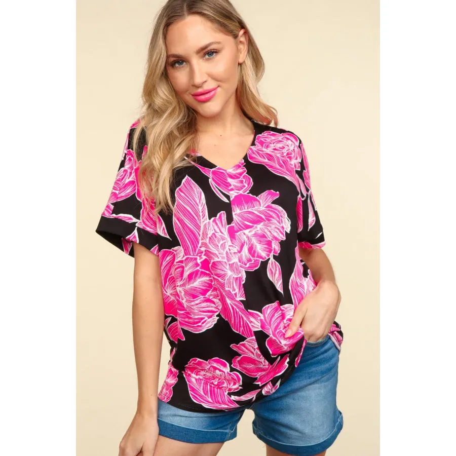 Haptics Floral Drop Shoulder T-Shirt