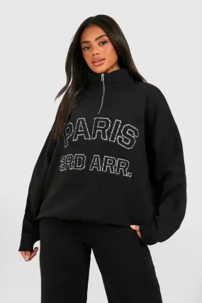 Hoodies & Sweatshirts | Paris Self Fabric Applique Oversized Sweatshirt | boohoo