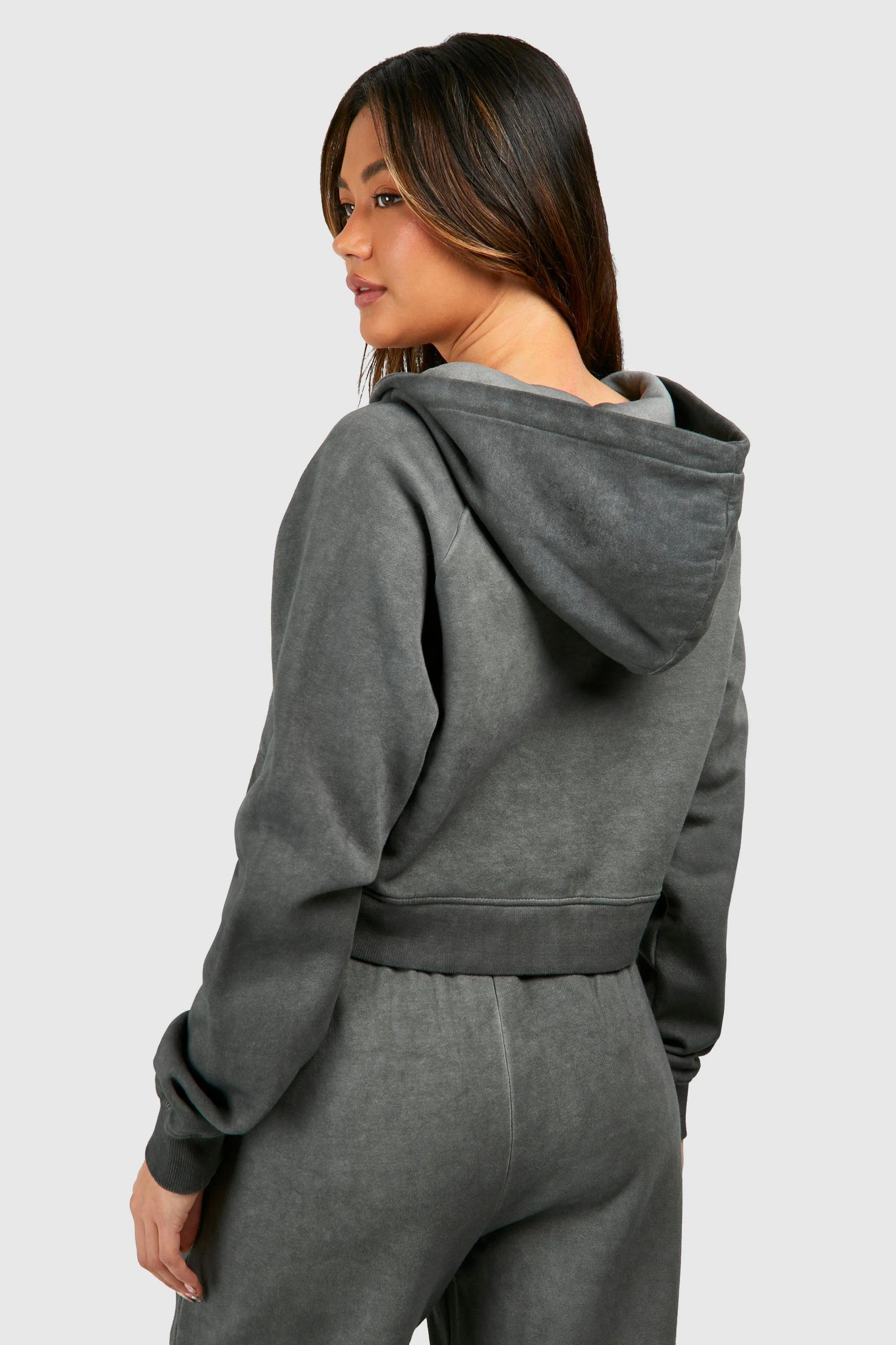 Hoodies & Sweatshirts | Washed Boxy Zip Through Hoodie | boohoo