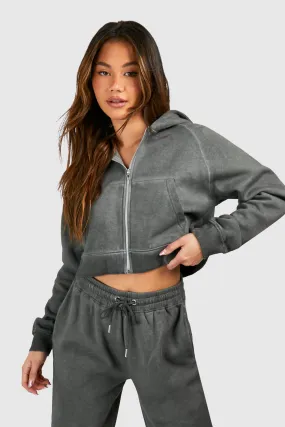 Hoodies & Sweatshirts | Washed Boxy Zip Through Hoodie | boohoo