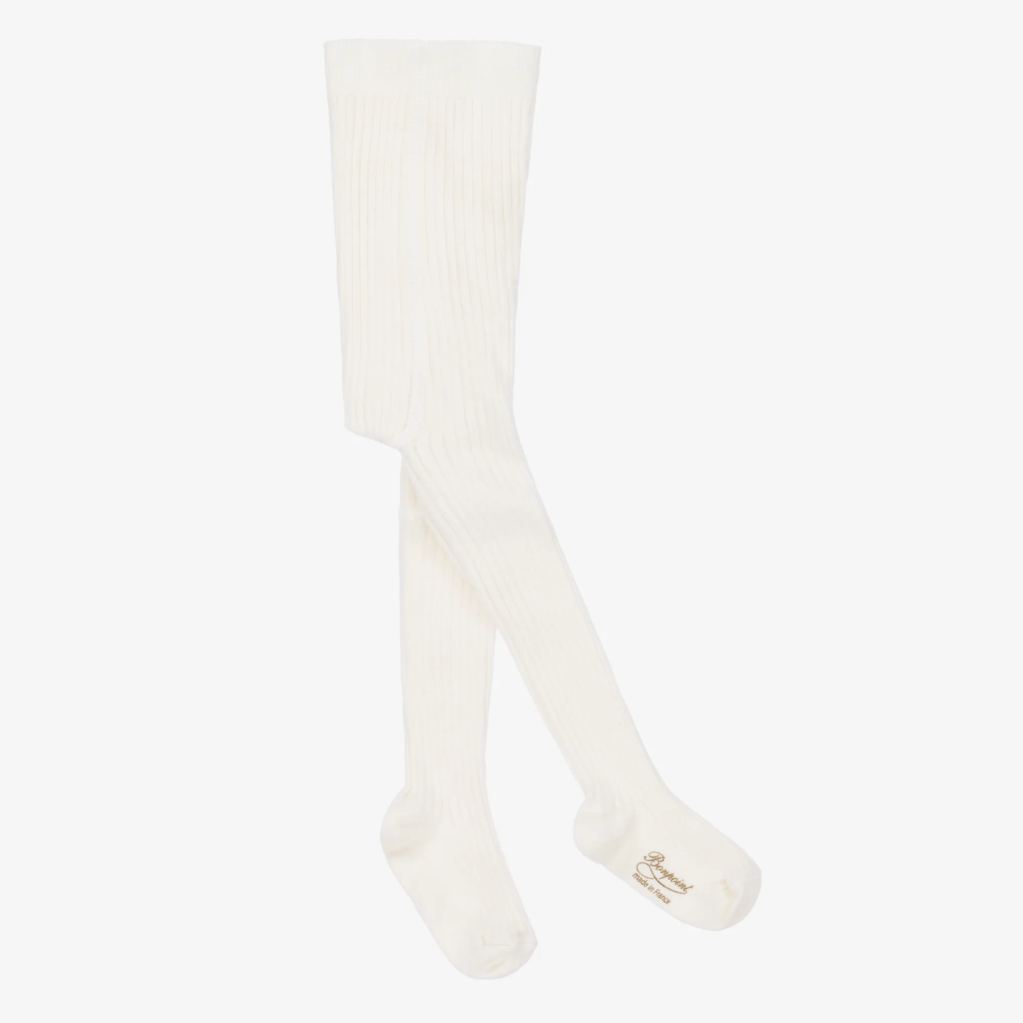 Ivory Ribbed Cotton Tights