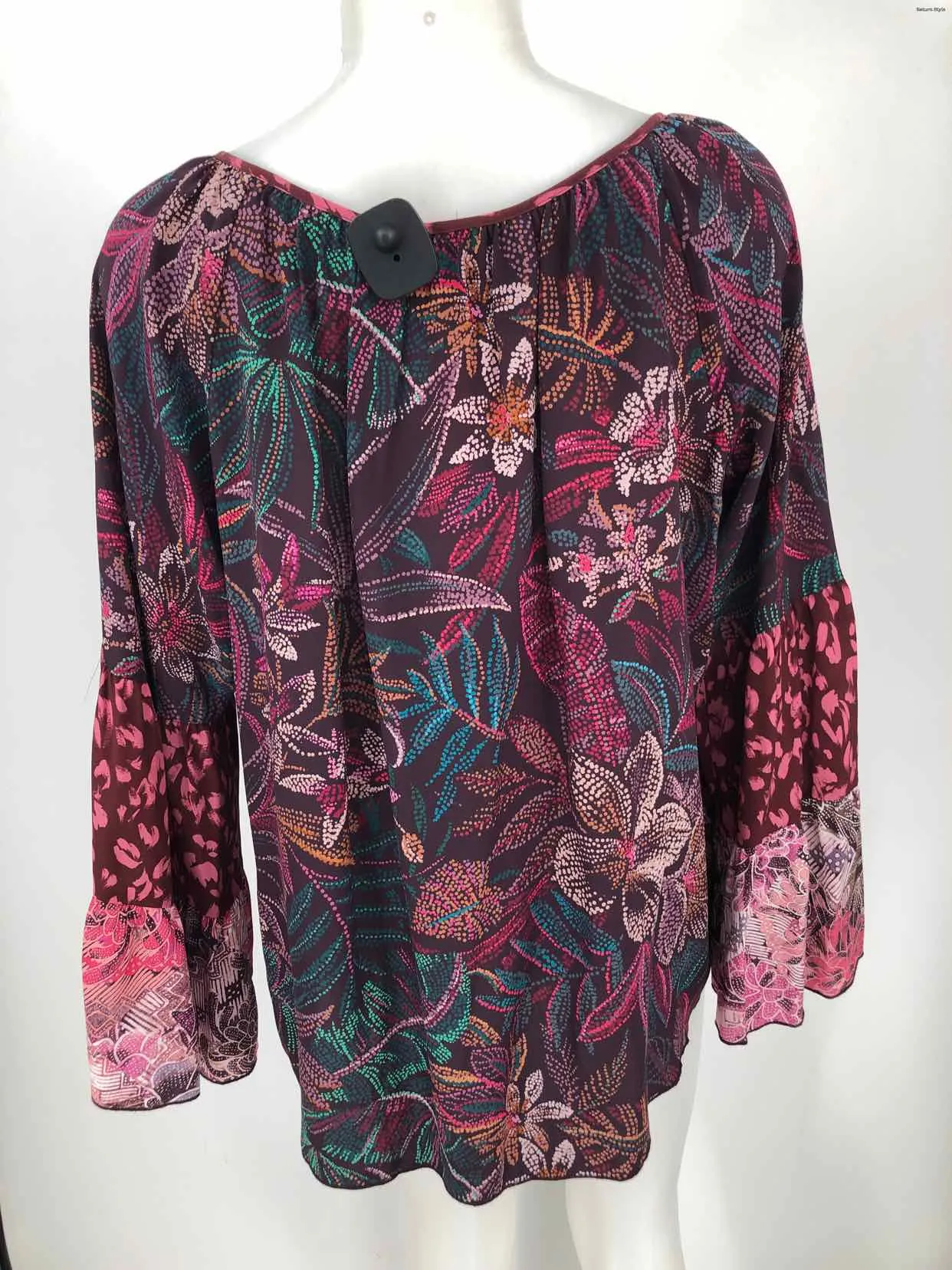 JOHNNY WAS Purple Pink Multi Print Longsleeve Size MEDIUM (M) Top