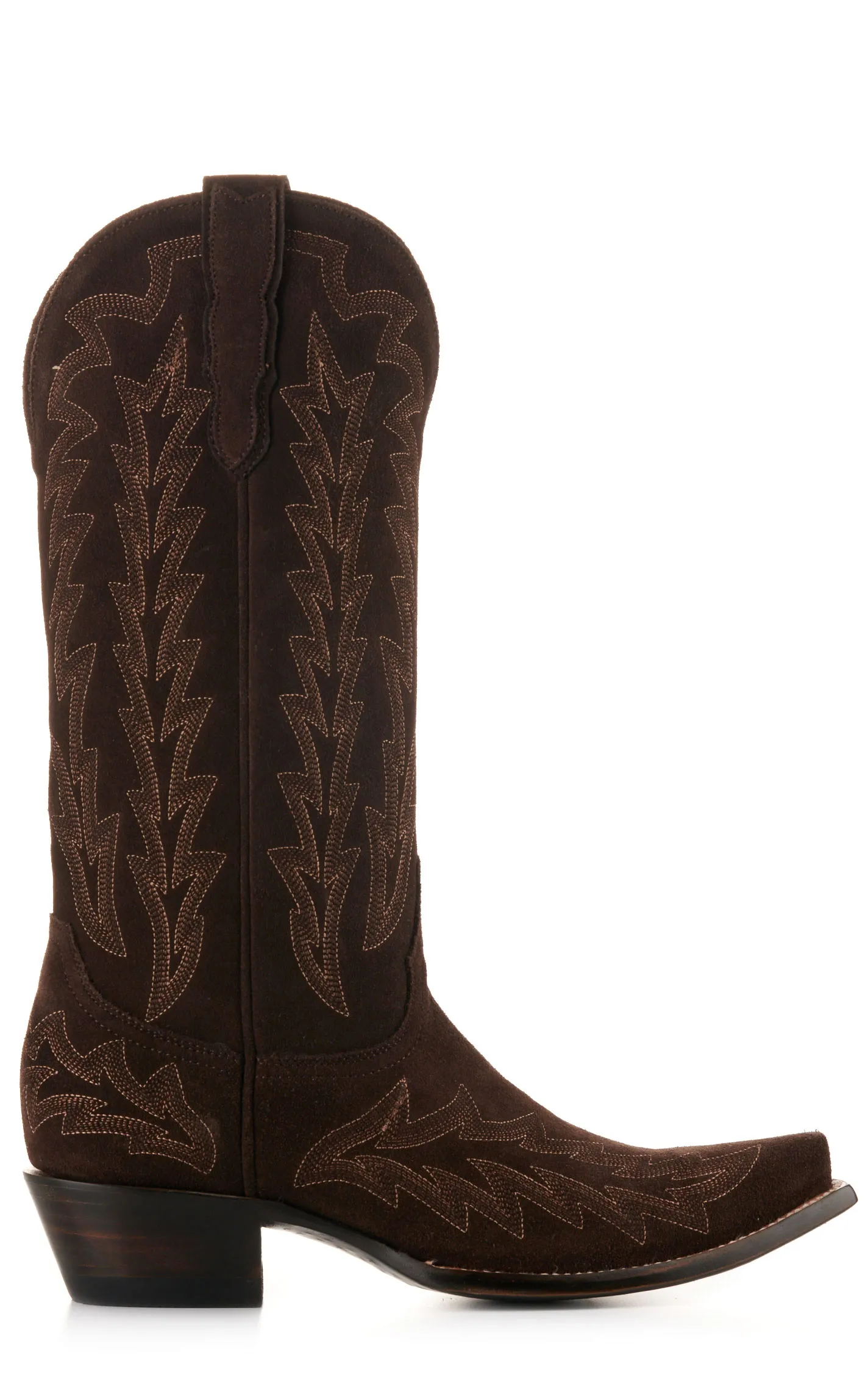 JRC & Sons Women's McClain Water-Resistant Suede Snip Toe Tall Cowboy Boot in Chocolate