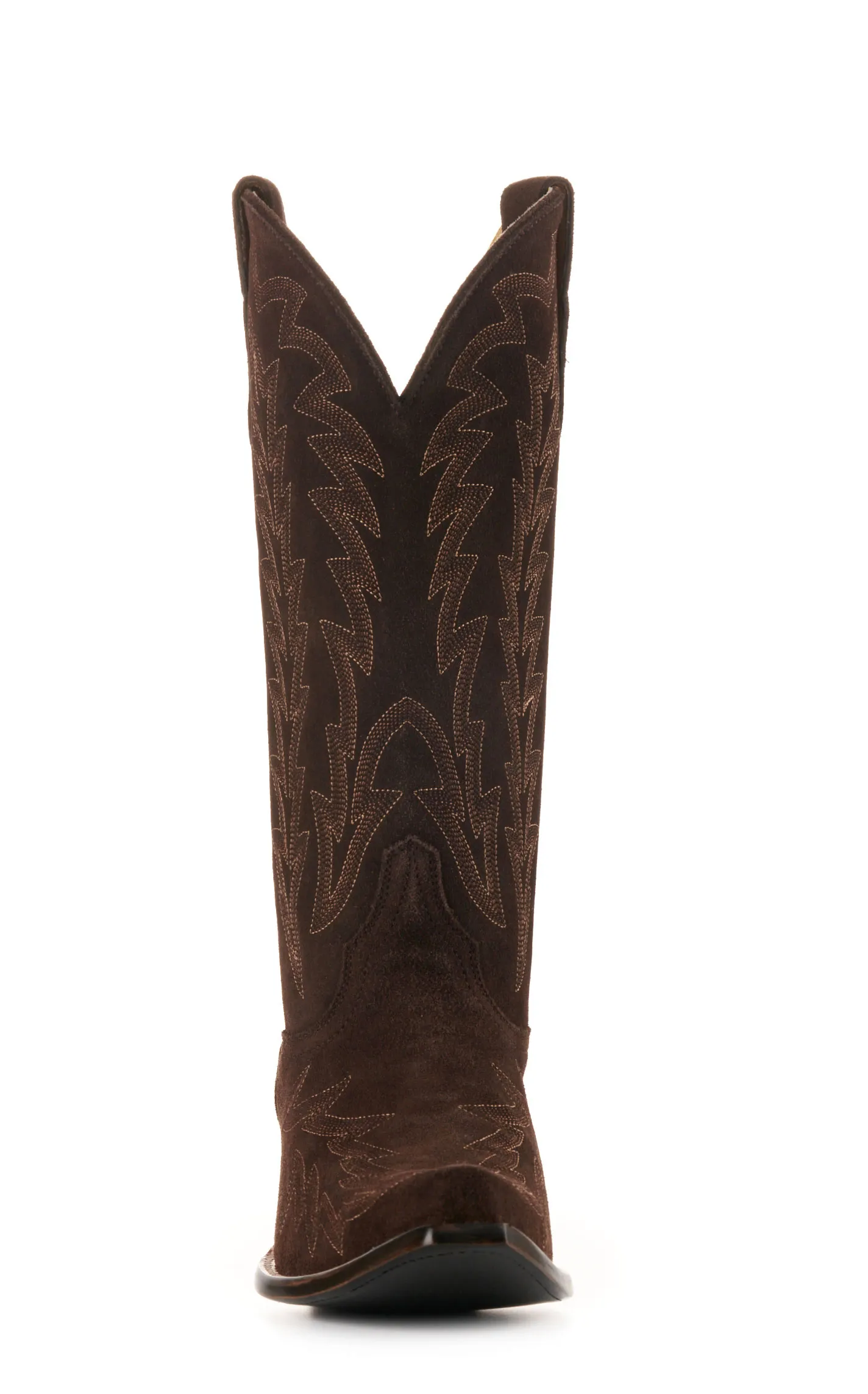 JRC & Sons Women's McClain Water-Resistant Suede Snip Toe Tall Cowboy Boot in Chocolate