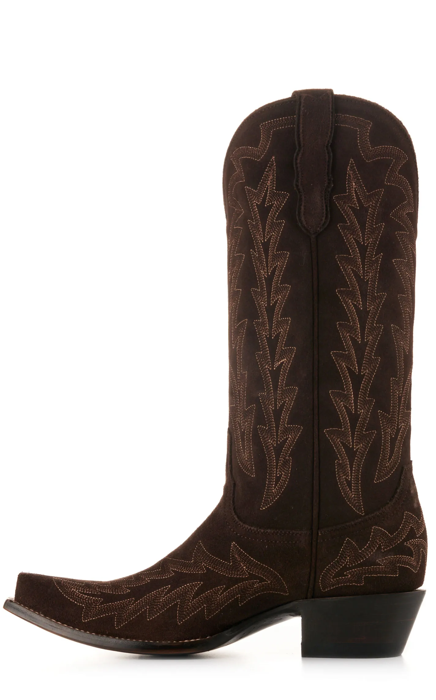 JRC & Sons Women's McClain Water-Resistant Suede Snip Toe Tall Cowboy Boot in Chocolate