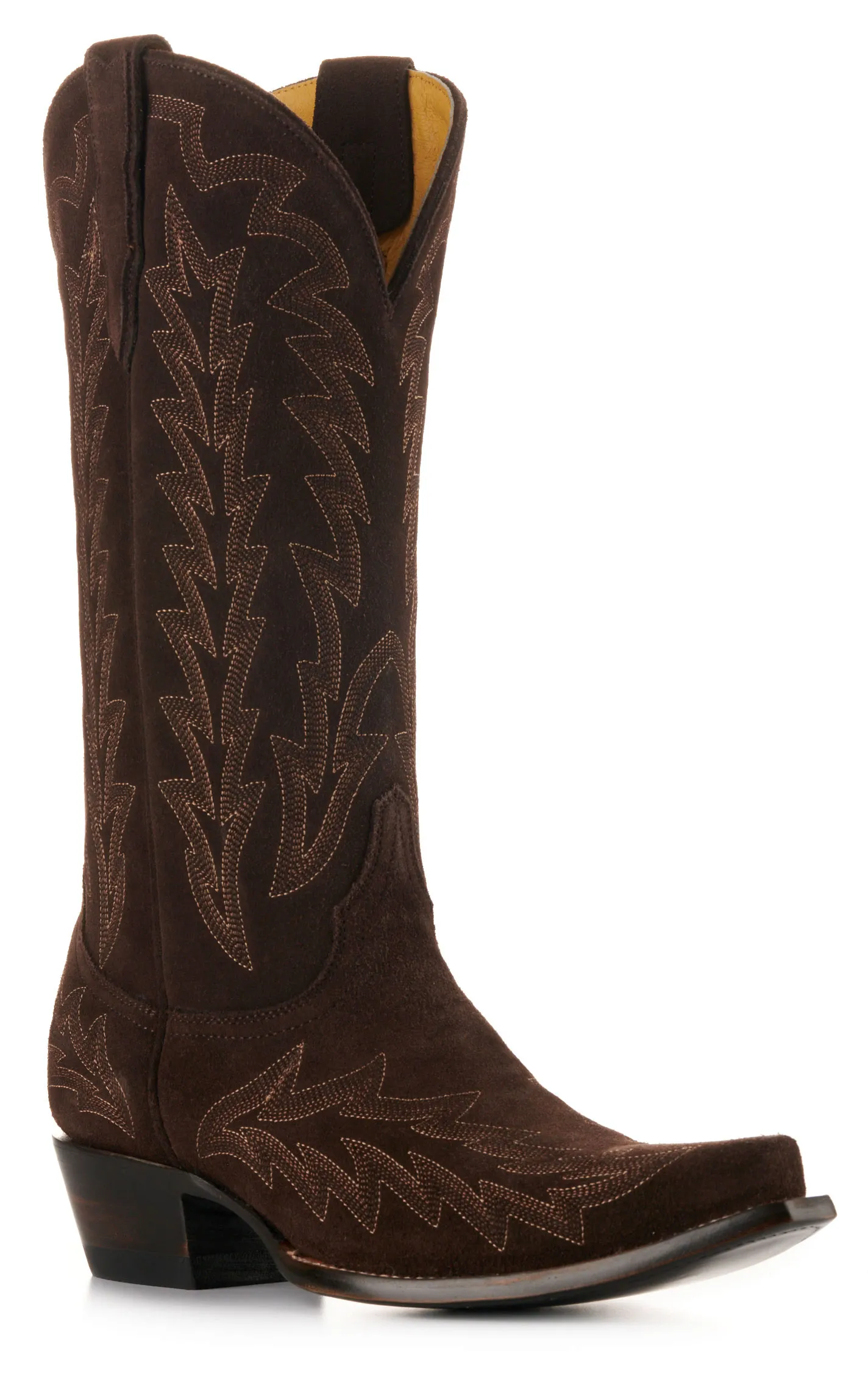 JRC & Sons Women's McClain Water-Resistant Suede Snip Toe Tall Cowboy Boot in Chocolate