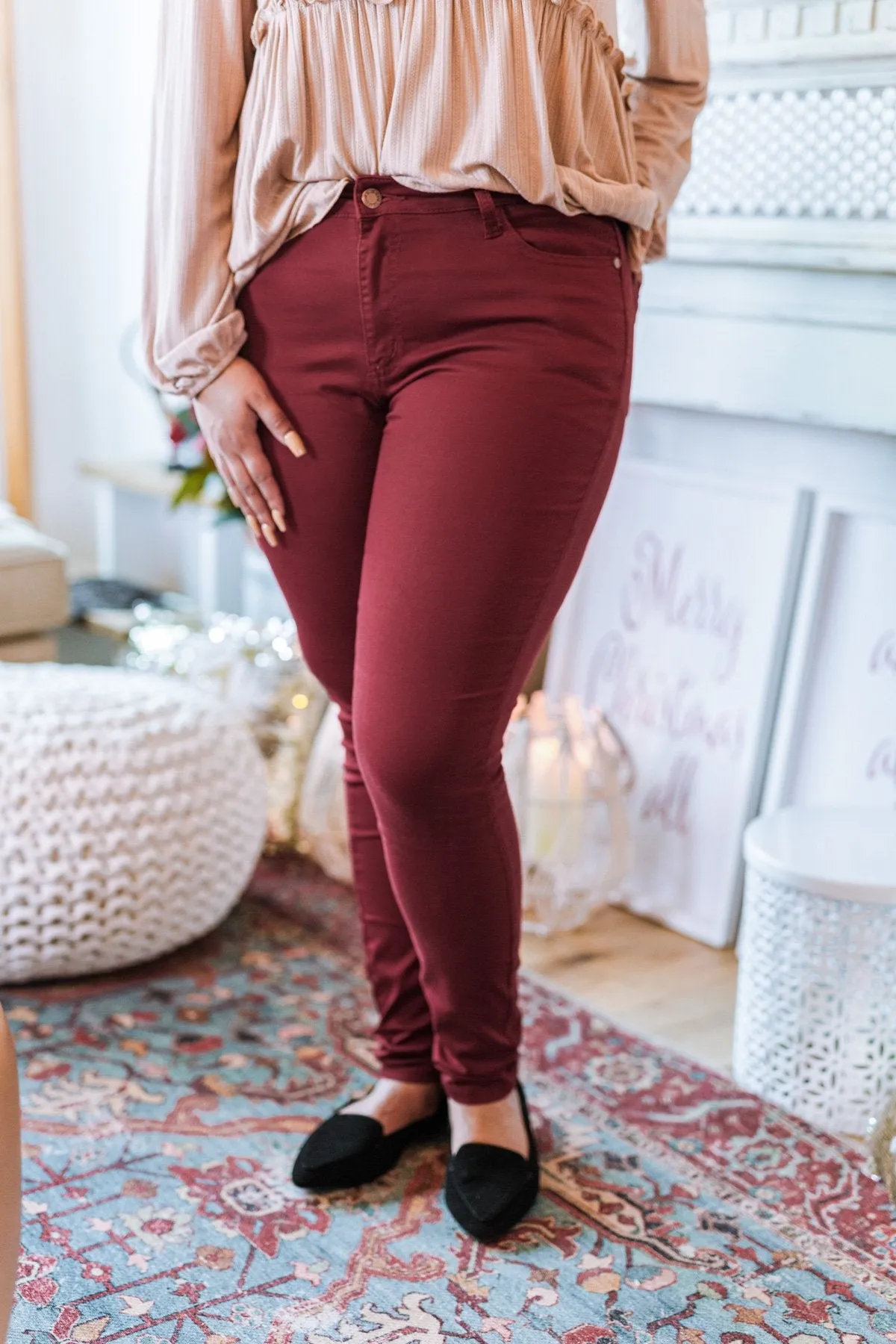 Judy Blue Colored Skinny Jeans- Maroon