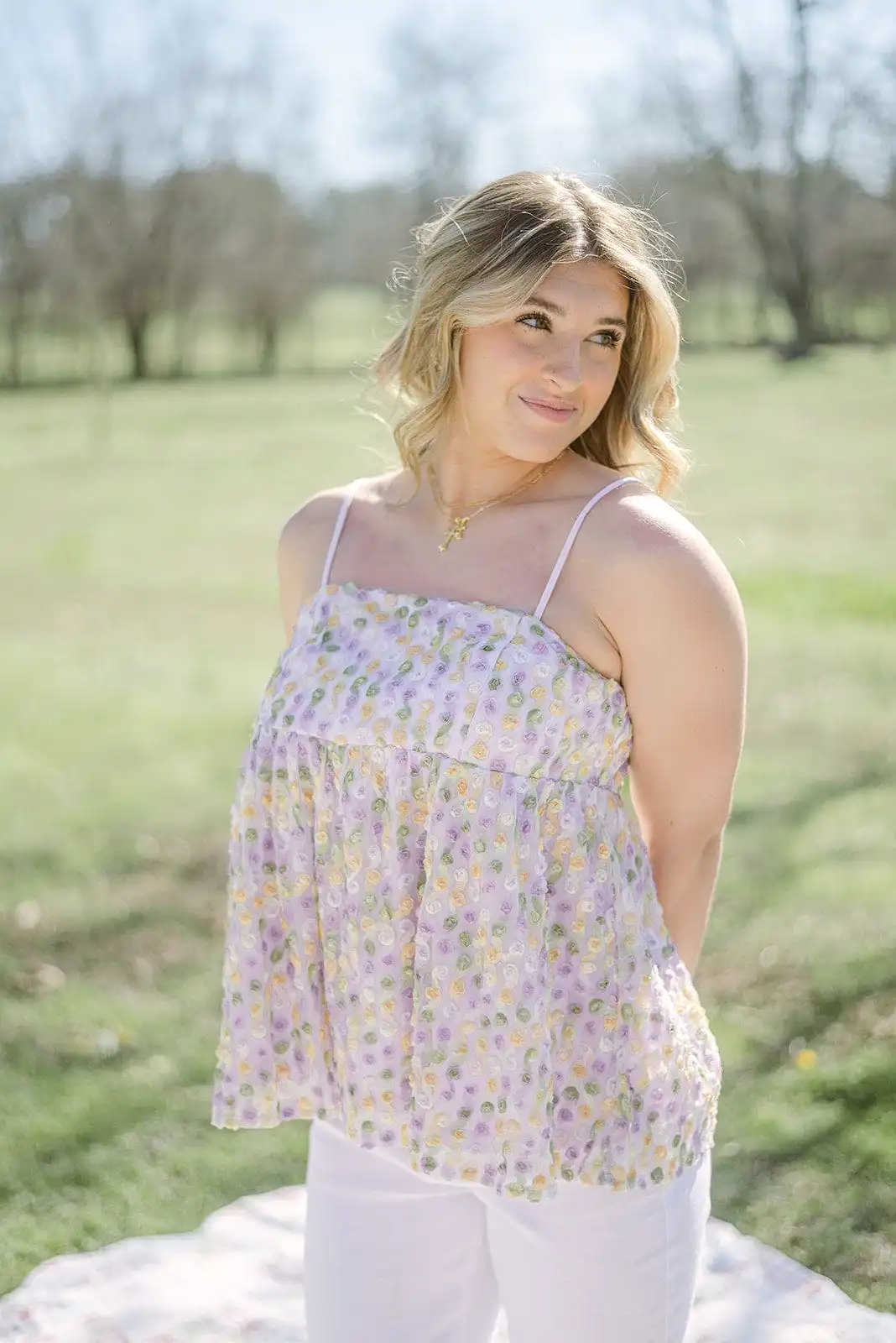 Lavender Floral Babydoll Top