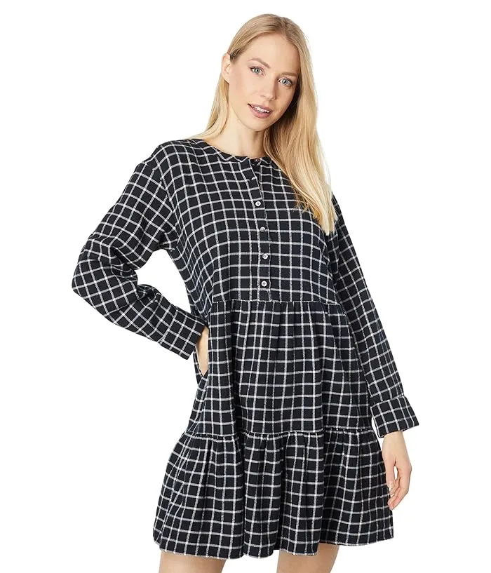 Madewell Long Sleeve Button Placket Tiered Mini Dress Women's