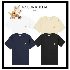 MAISON KITSUNE  |Short Sleeves Logo Designers T-Shirts