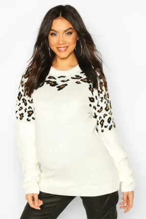 Maternity Leopard Knitted Sweater