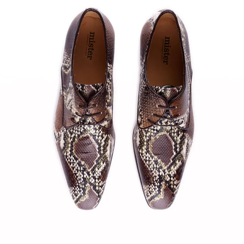 Mister Satar Men's Shoes Snake Print Leather Derby Oxfords (MIS1163)