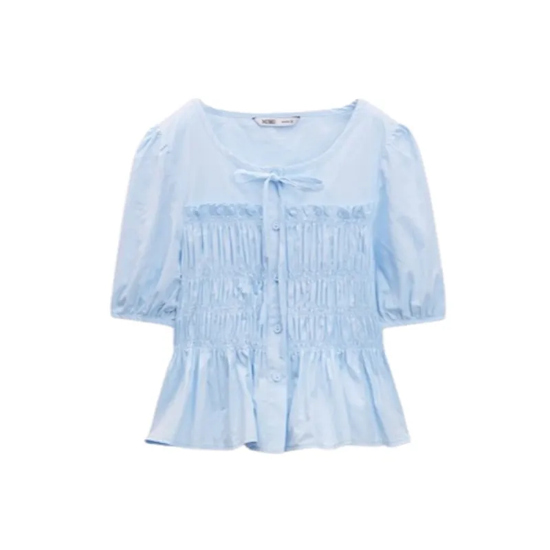 MIXXO  |Casual Style Plain Cotton Short Sleeves Office Style