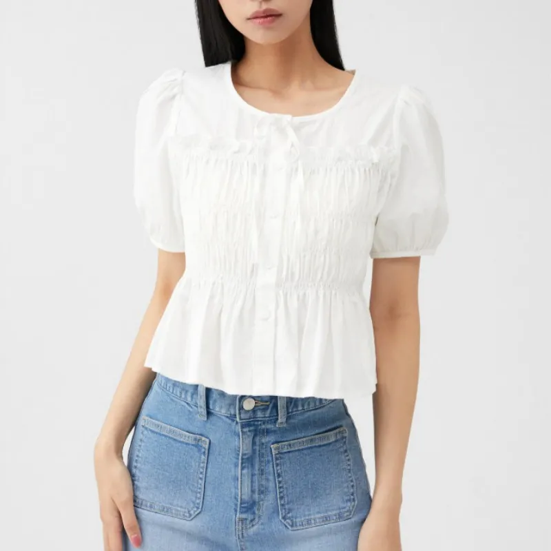 MIXXO  |Casual Style Plain Cotton Short Sleeves Office Style