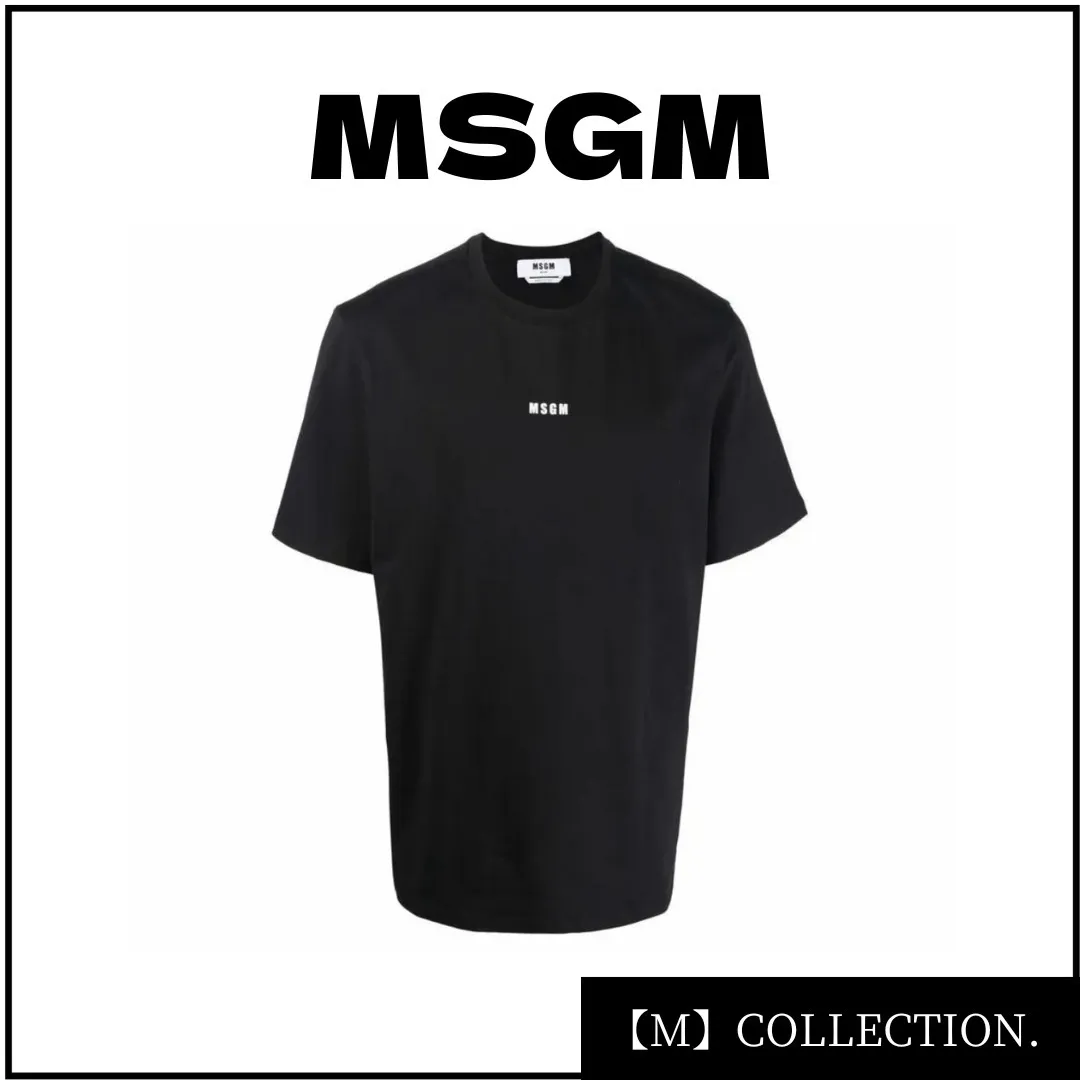 MSGM  |Unisex Street Style U-Neck Plain Cotton Short Sleeves Logo