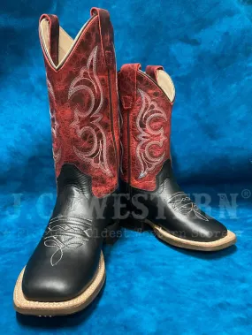 Old West BSC1972 BSY1972 Kids Square Toe Western Boot Black