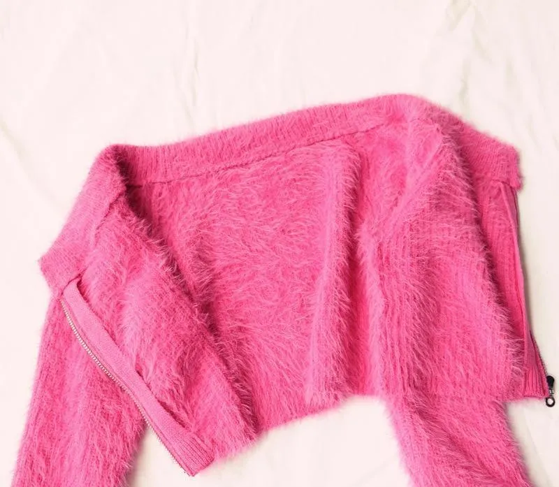 Pink Fur Crop Top