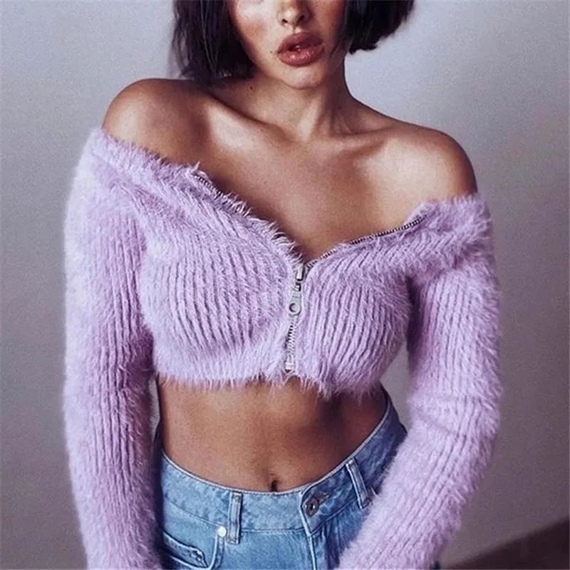 Pink Fur Crop Top