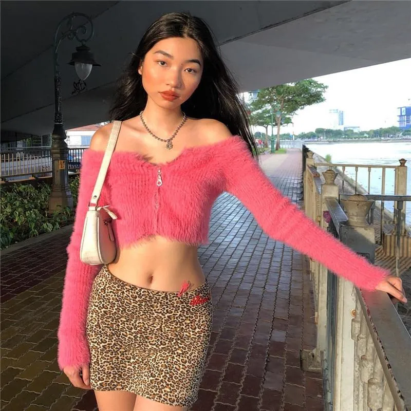 Pink Fur Crop Top