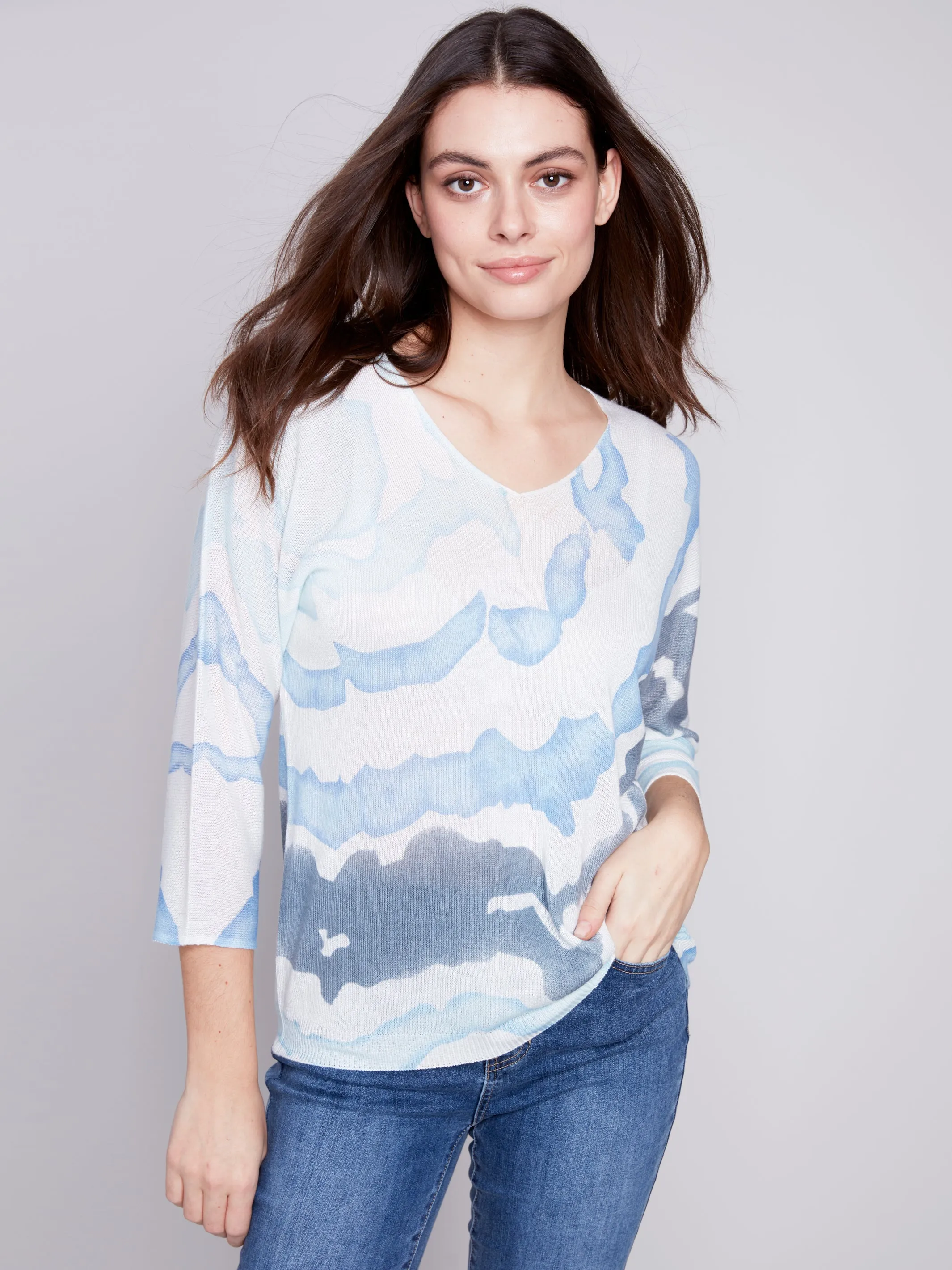 Printed Dolman Sweater