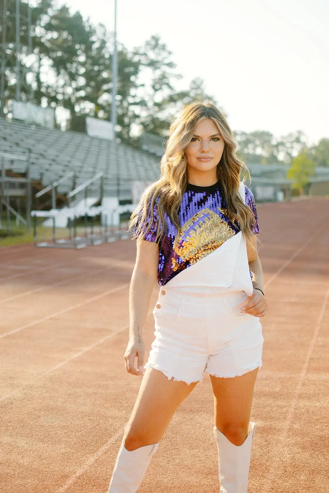 Purple & Gold Sequin Football Top