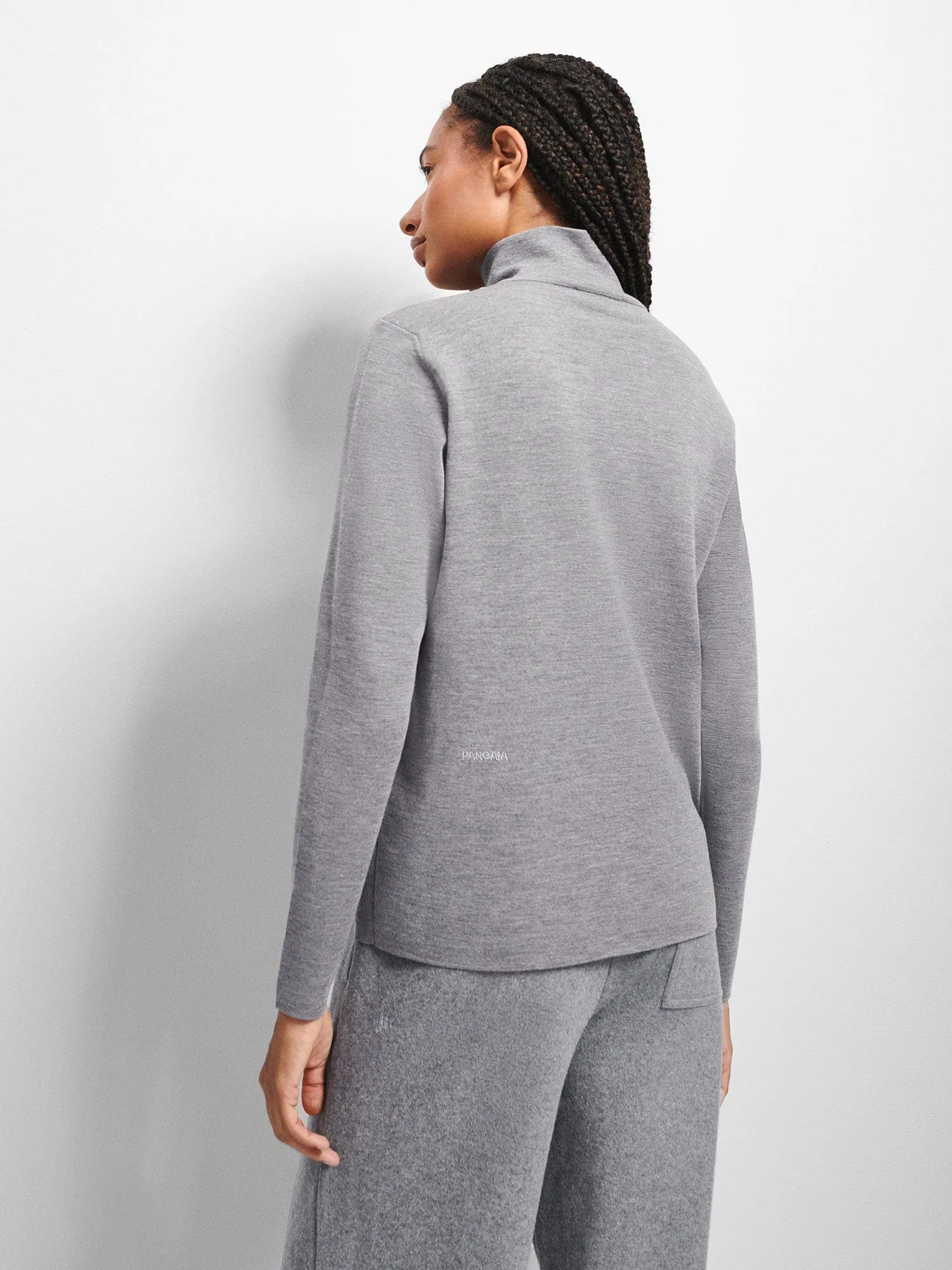 Regenerative Merino Wool Half-Zip Sweater—grey marl